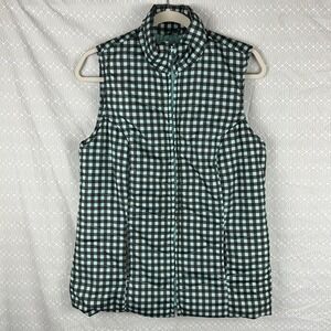 Kim Rogers Vest Womens Medium Quilted Blue Black Gingham Panels Outdoor